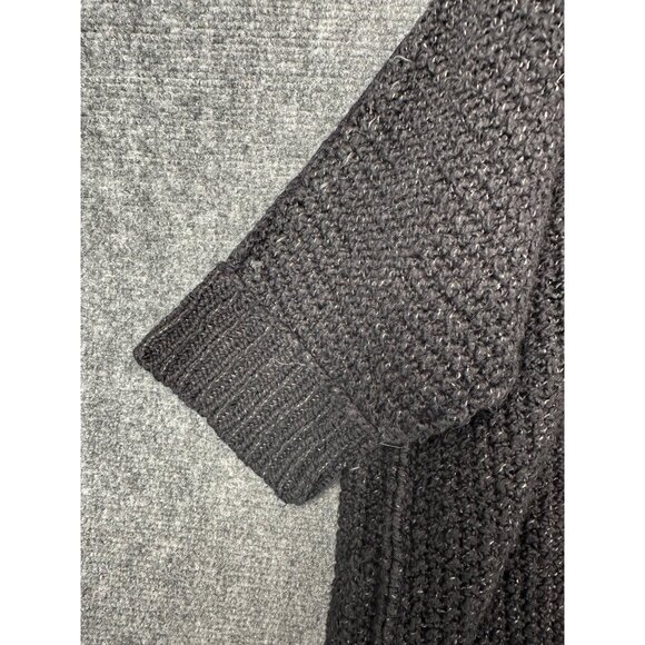 Free People V Neck Sweater Knit Pullover Black Slouchy Cozy Cat Lagenlook Boho - Picture 8 of 13